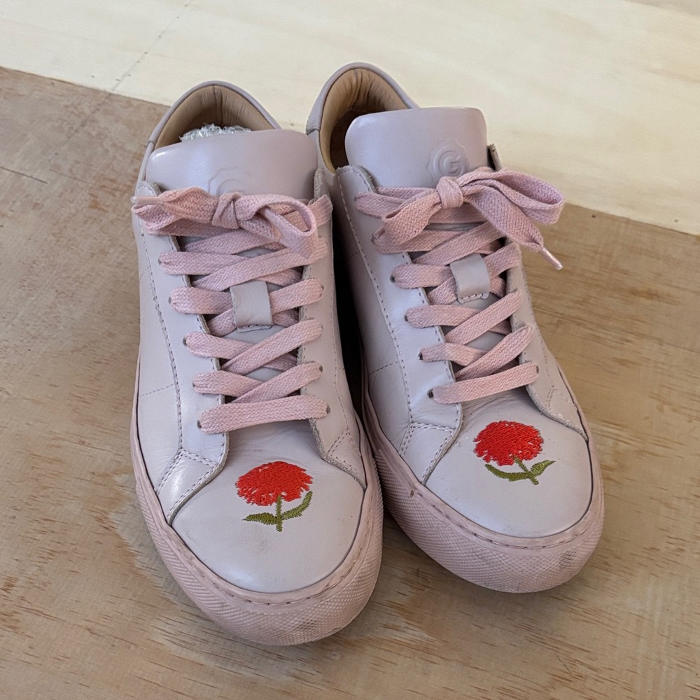 Greats Light Pink Brooklyn Sneakers with Flower